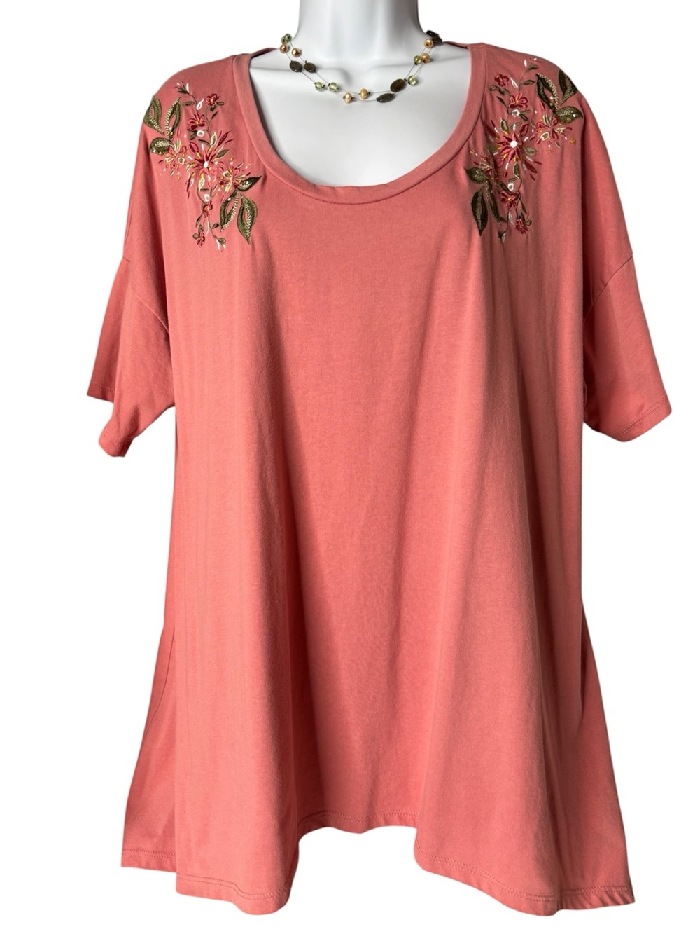 Lane Bryant Coral Embroidered Scoop Neck Tunic 18/20